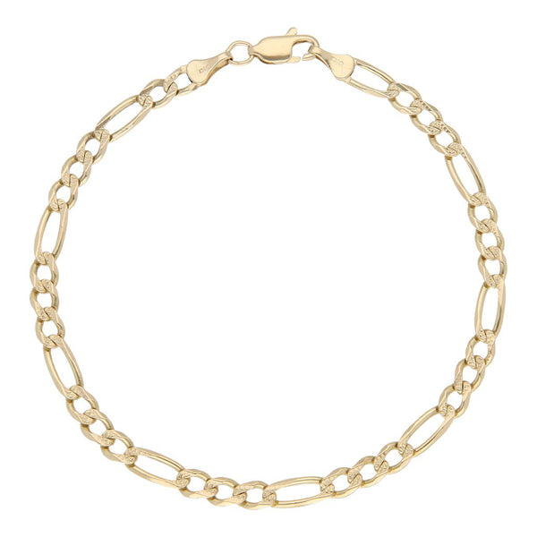 Pulsera de tres eslabones por uno en oro amarillo 14 kilates.