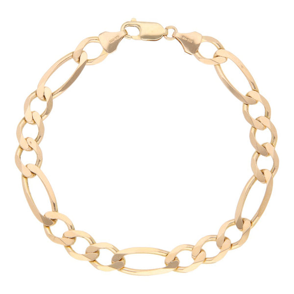 Pulsera de tres eslabones por uno en oro amarillo 14 kilates.