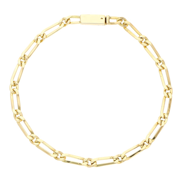 Pulsera eslabón combinado en oro amarillo 14 kilates.