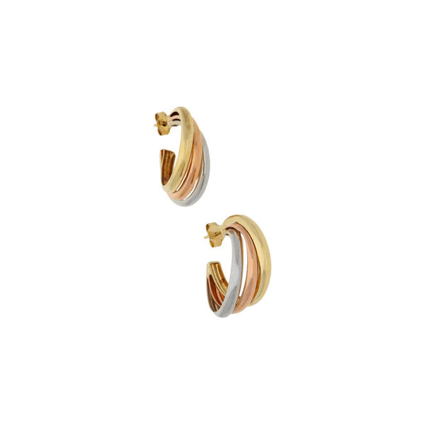 Broqueles diseño especial en oro tres tonos 14 kilates.