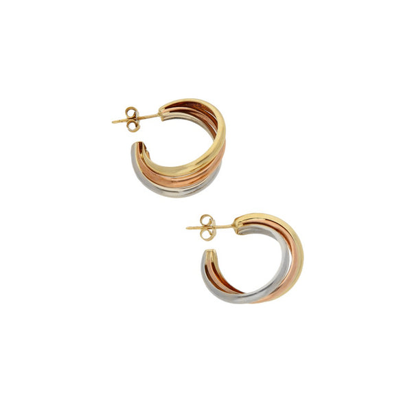 Broqueles diseño especial en oro tres tonos 14 kilates.