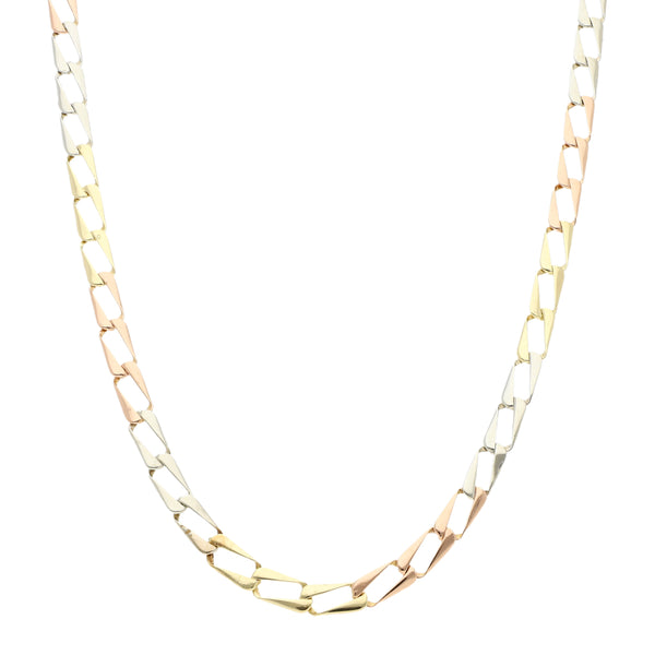 Collar eslabón encontrado en oro tres tonos 14 kilates.