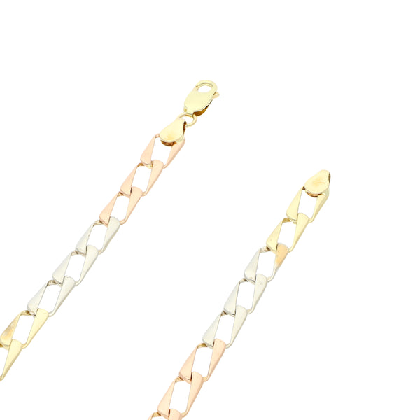 Collar eslabón encontrado en oro tres tonos 14 kilates.