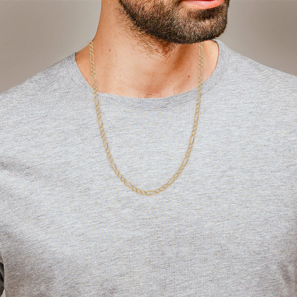 Collar de tres eslabones por uno platinados en oro amarillo 14 kilates.