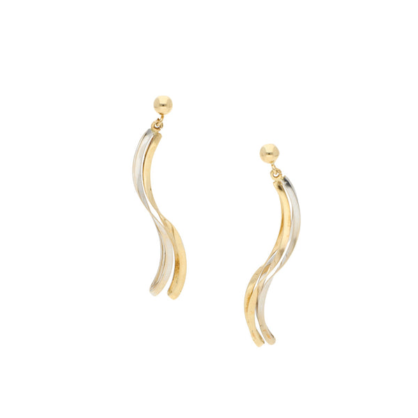 Broqueles laminados en oro dos tonos 14 kilates.