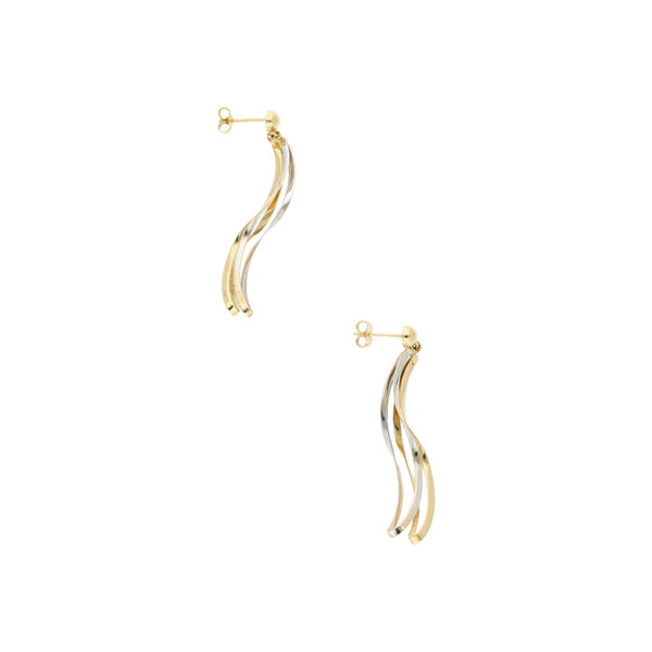 Broqueles laminados en oro dos tonos 14 kilates.