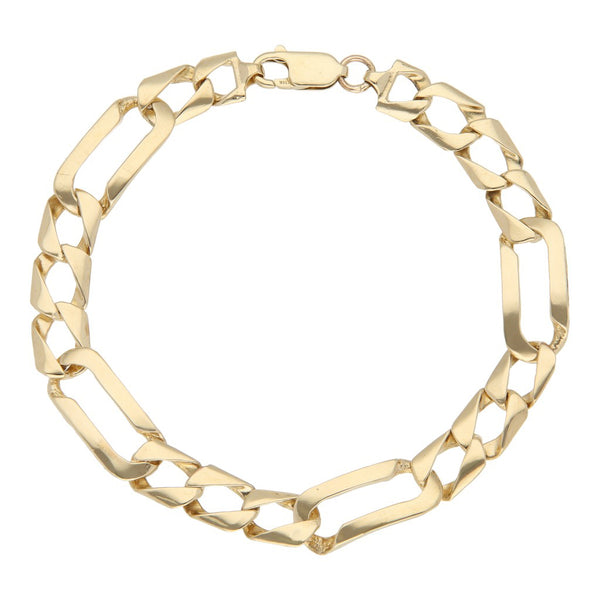 Pulsera de tres eslabones por uno en oro amarillo 14 kilates.