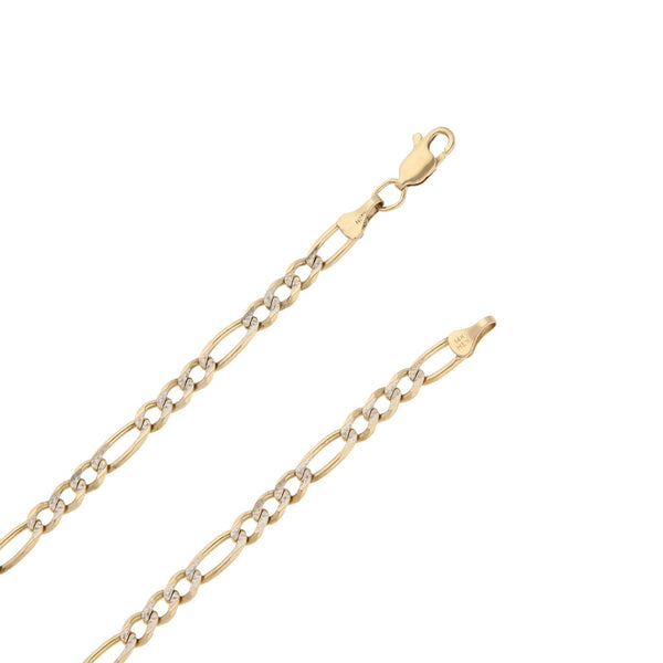 Collar de tres eslabones por uno Platinado en oro amarillo 14 kilates.