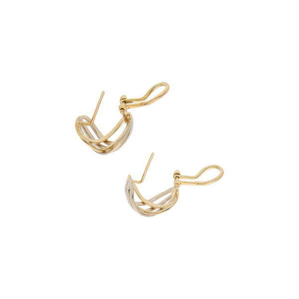 Aretes calados en oro dos tonos 14 kilates.