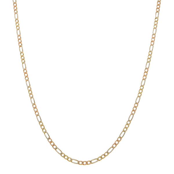 Collar de tres eslabones por uno en oro tres tonos 14 kilates.
