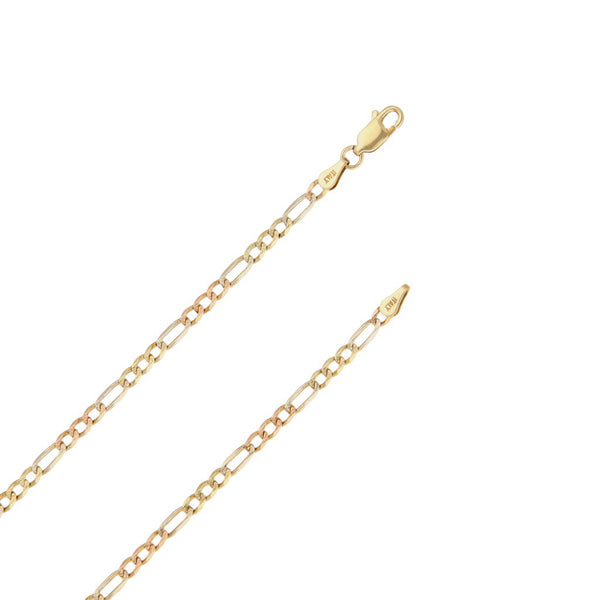 Collar de tres eslabones por uno en oro tres tonos 14 kilates.