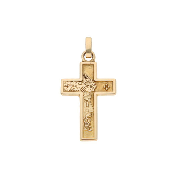 Cruz diseño especial en oro amarillo 14 kilates.