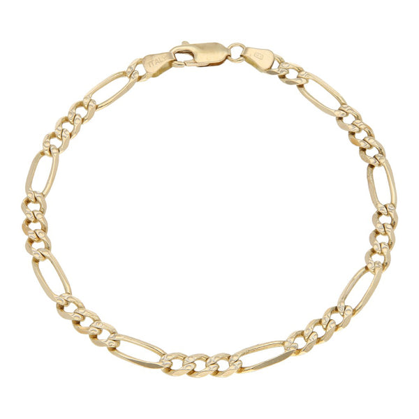 Pulsera de tres eslabones por uno en oro amarillo 14 kilates.