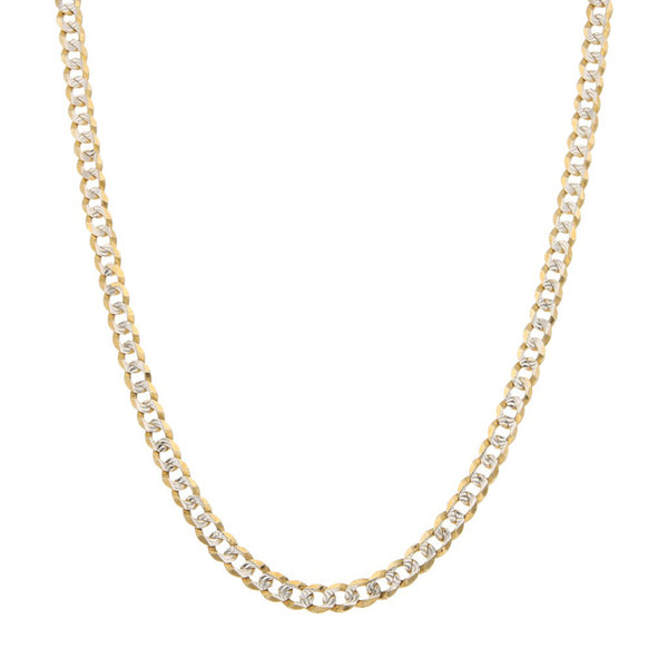Collar eslabón barbado platinado en oro amarillo 14 kilates.