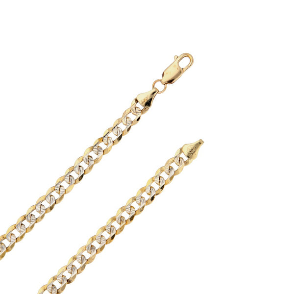 Collar eslabón barbado platinado en oro amarillo 14 kilates.