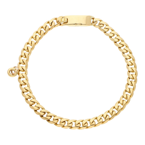 Pulsera eslabón barbado en oro amarillo 18 kilates.