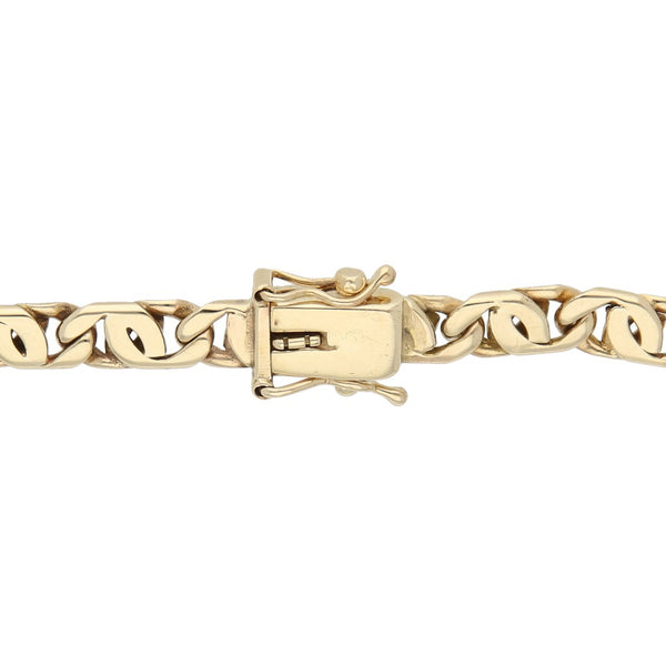 Pulsera eslabón nudo egipcio en oro amarillo 14 kilates.