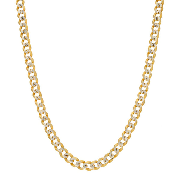 Collar eslabón barbado platinado en oro amarillo 14 kilates.