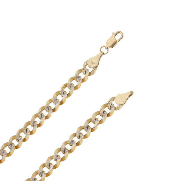 Collar eslabón barbado platinado en oro amarillo 14 kilates.