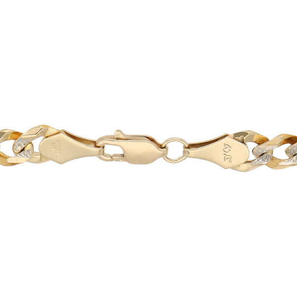 Pulsera eslabón encontrado platinado en oro amarillo 14 kilates.