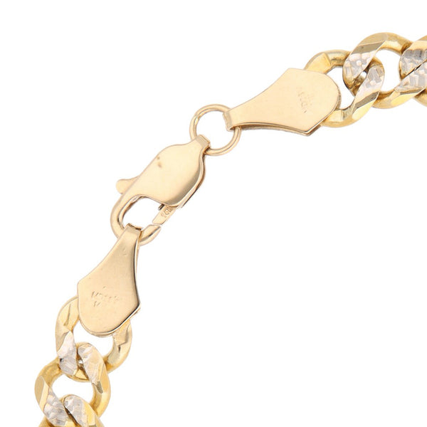 Pulsera de tres eslabones por uno Platinado en oro amarillo 14 kilates.