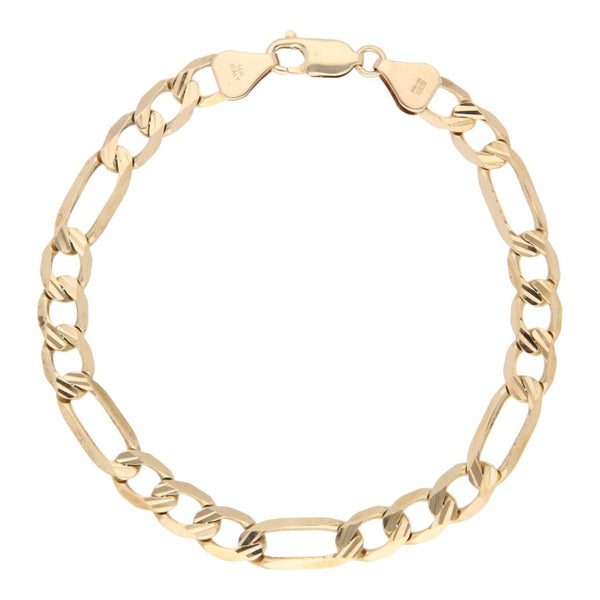 Pulsera de tres eslabones por uno en oro amarillo 14 kilates.