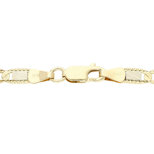 Pulsera eslabón nudo marino en oro tres tonos 14 kilates.