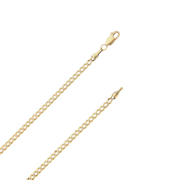 Collar eslabón barbado platinado y crucifijo calado en oro dos tonos 14 kilates.