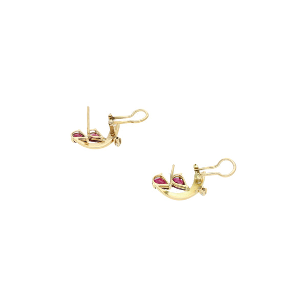 Juego de anillo y aretes con diamantes y sintéticos en oro amarillo 14 kilates.