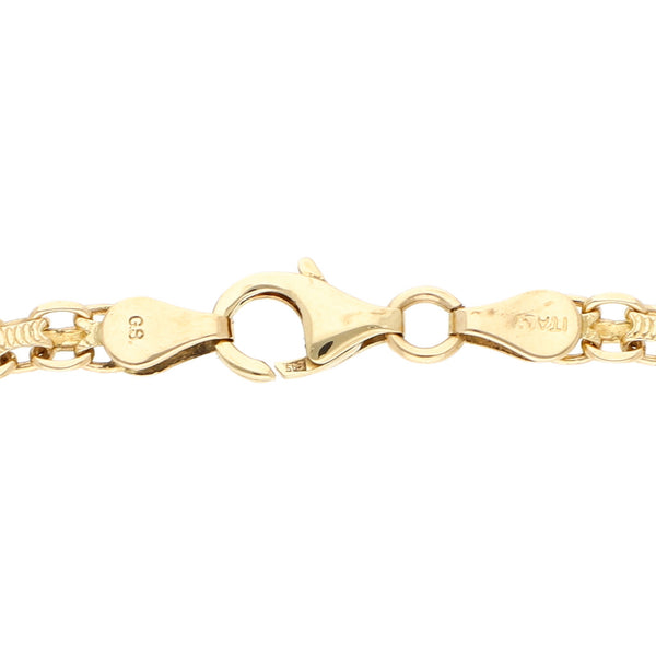 Pulsera eslabón articulado con sintéticos en oro amarillo 14 kilates.