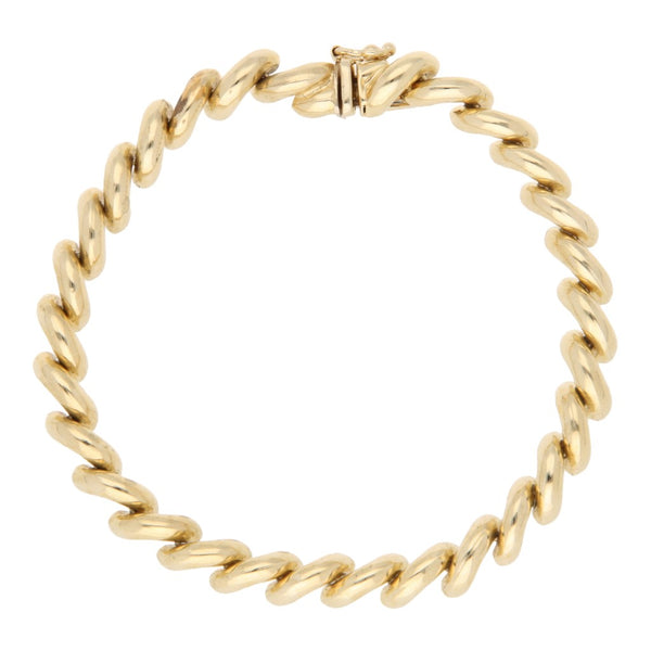 Pulsera eslabón articulado en oro amarillo 14 kilates.