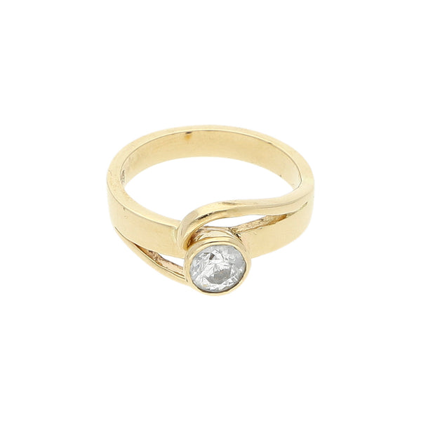 Anillo de compromiso con sintético en oro amarillo 14 kilates.