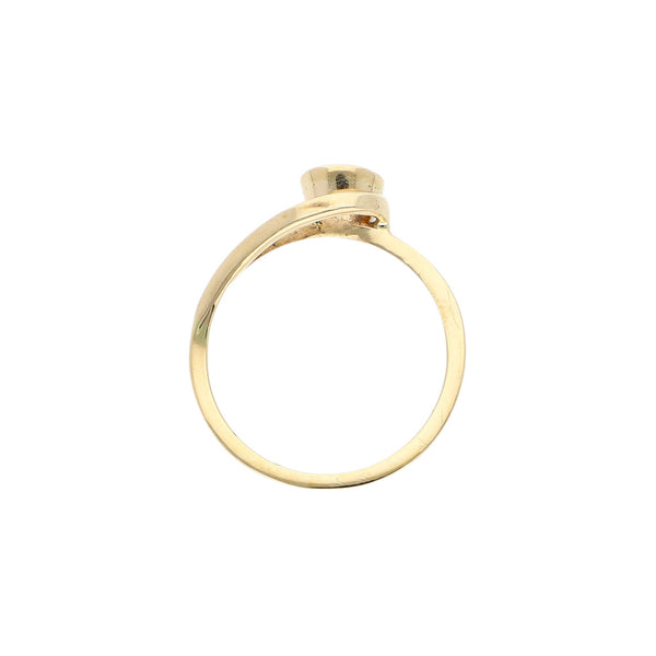 Anillo de compromiso con sintético en oro amarillo 14 kilates.