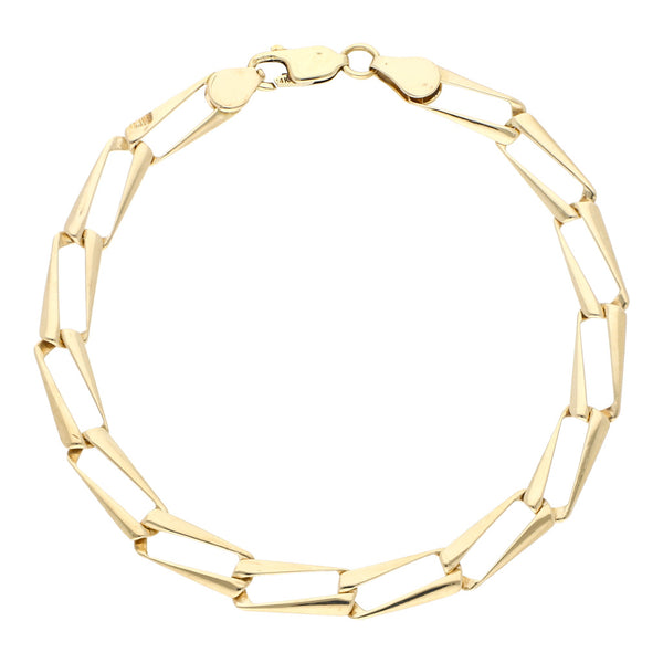 Pulsera eslabón laminado en oro amarillo 14 kilates.