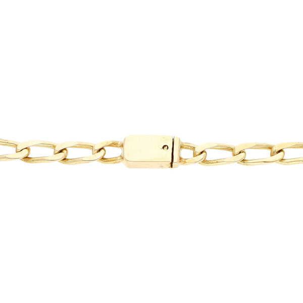 Pulsera eslabón encontrado con colgantes motivo osos en oro amarillo 14 kilates.