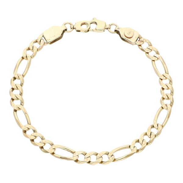 Pulsera de tres eslabones por uno en oro amarillo 14 kilates.