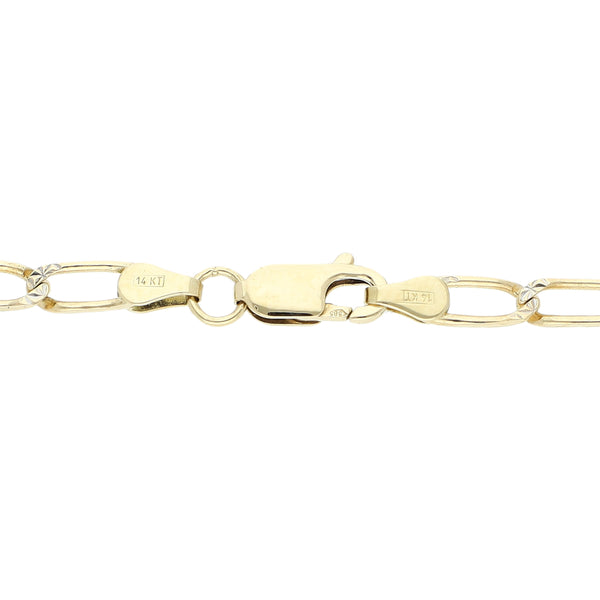 Pulsera eslabón encontrado platinado en oro amarillo 14 kilates.