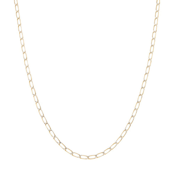 Collar eslabón encontrado platinado en oro amarillo 14 kilates.