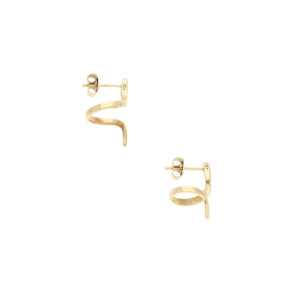 Broqueles estilizados con diamantes en oro amarillo 14 kilates.