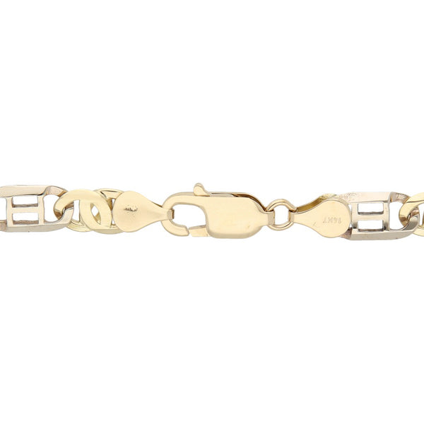 Pulsera eslabón combinado en oro dos tonos 14 kilates.