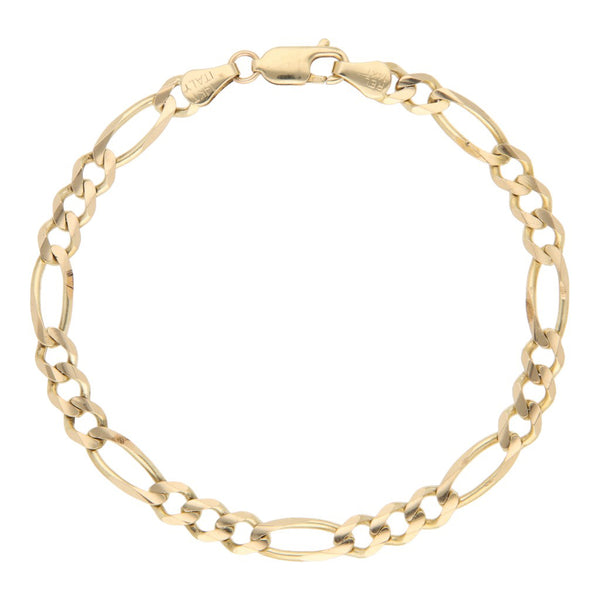 Pulsera de tres eslabones por uno en oro amarillo 14 kilates.