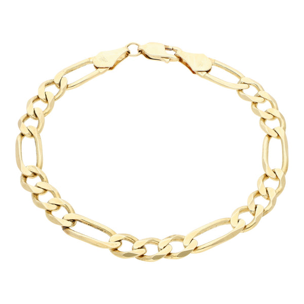 Pulsera de tres eslabones por uno en oro amarillo 14 kilates.