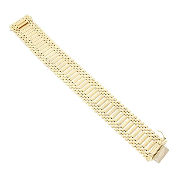 Pulsera eslabón articulado en oro amarillo 14 kilates.