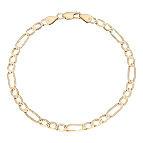 Pulsera de tres eslabones por uno en oro amarillo 14 kilates.