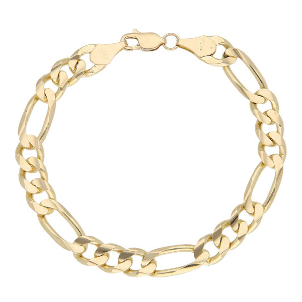 Pulsera de tres eslabones por uno en oro amarillo 14 kilates.
