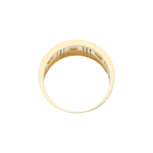 Anillo diseño especial con sintéticos en oro amarillo 14 kilates.