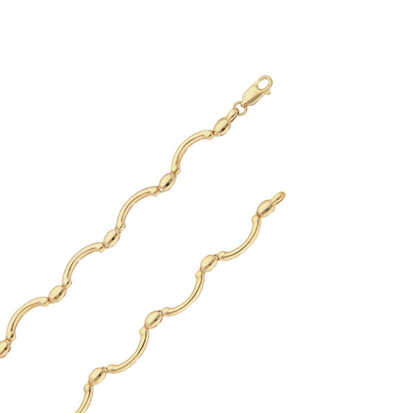 Gargantilla eslabón articulado con aplicación y sintéticos en oro amarillo 14 kilates.