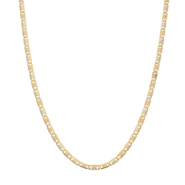 Collar eslabón nudo marino en oro tres tonos 14 kilates.