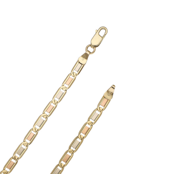 Collar eslabón nudo marino en oro tres tonos 14 kilates.