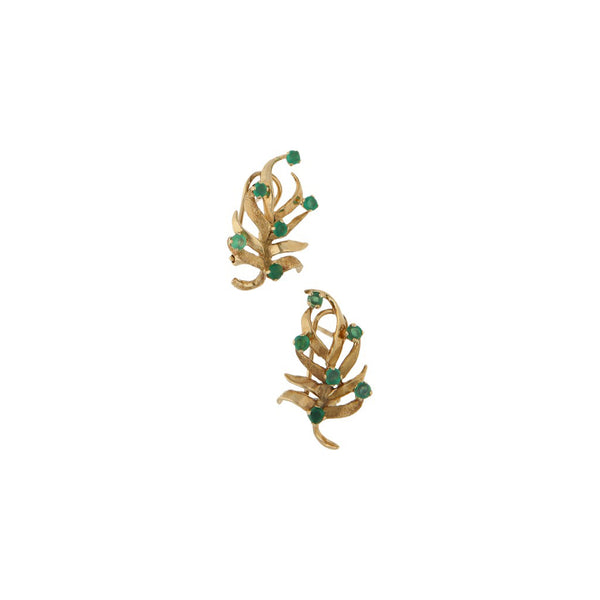 Aretes diseño especial con sintéticos en oro amarillo 14 kilates.
